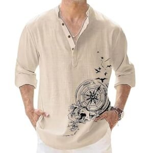 rf | cotton blend mandarin collar self one design full sleeve casual short