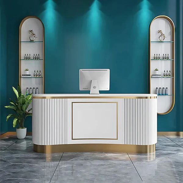 small clothing store counter simple modern curved…